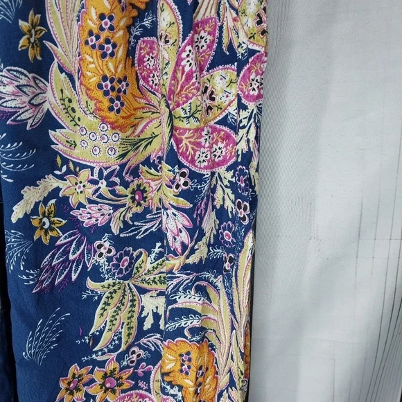 Anthropologie Odette Pants Size Med Blue Floral High Waist Tapered Joggers - Picture 9 of 13